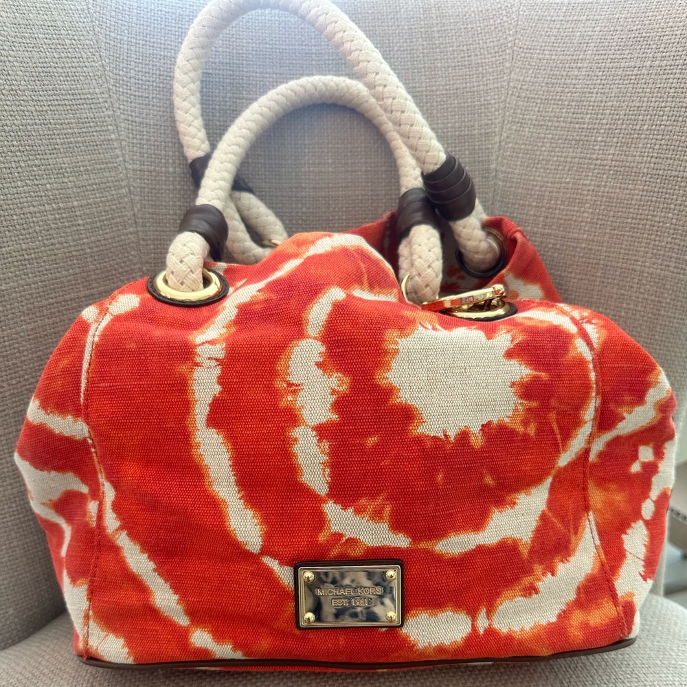 RARE! Michael Kors "Marina" Tie Dye Canvas Tote Handbag Purse.